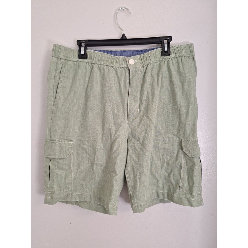 Tommy Bahama Linen The Dream Cargo Shorts 9" Men's XL Green Pockets Logo